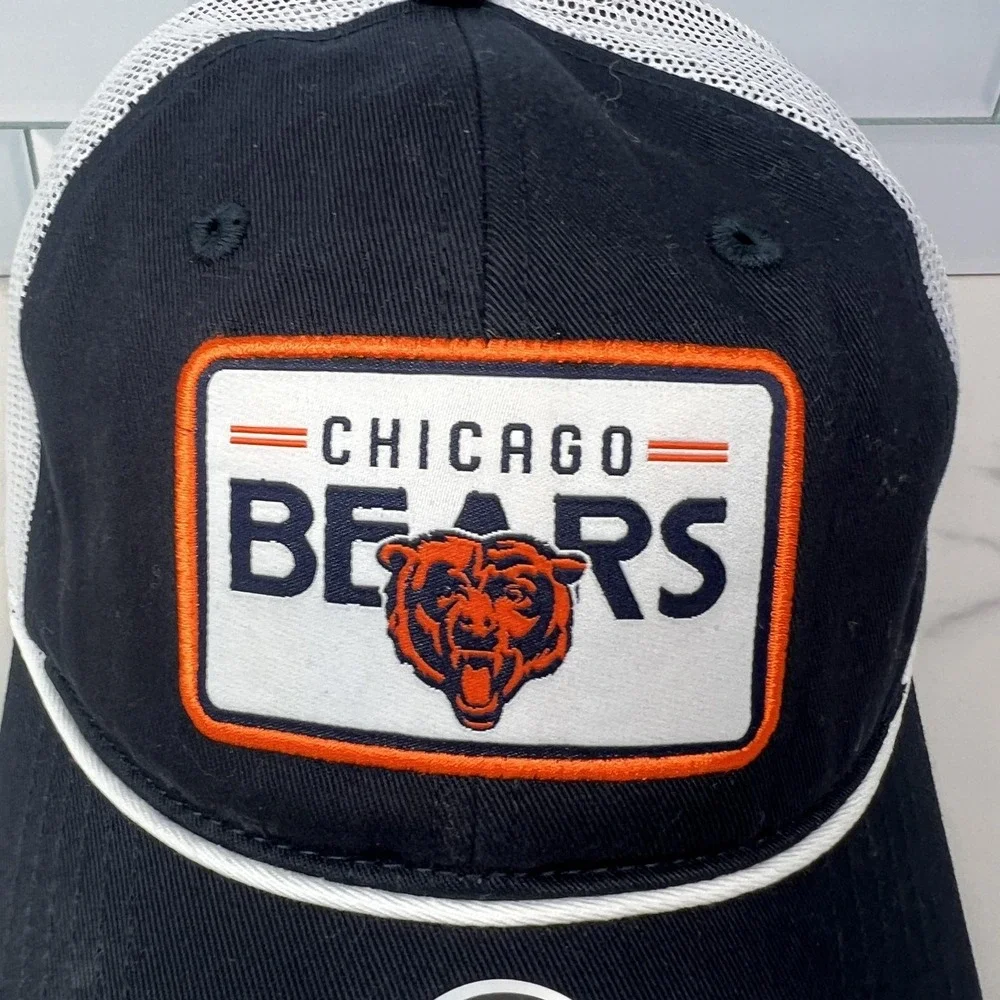 Chicago Bears Hat Cap Snap Back Trucker Navy‎ White NFL Football Kids Rope Mesh